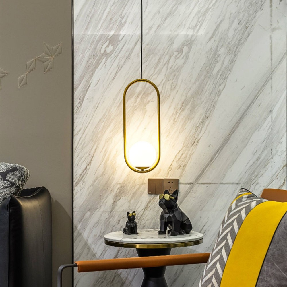 Halozen Pendant Lamp - Elegant Metal and Glass Pendant for Living Room