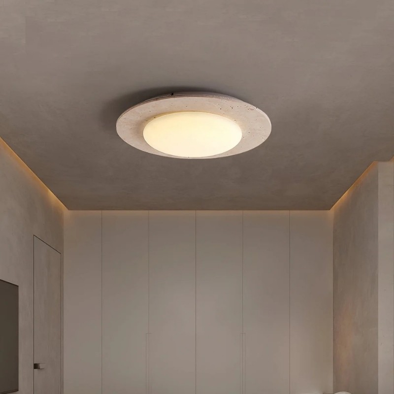 Integrated LED Travertine Ceiling Light – Simple Sky Dome Design S301