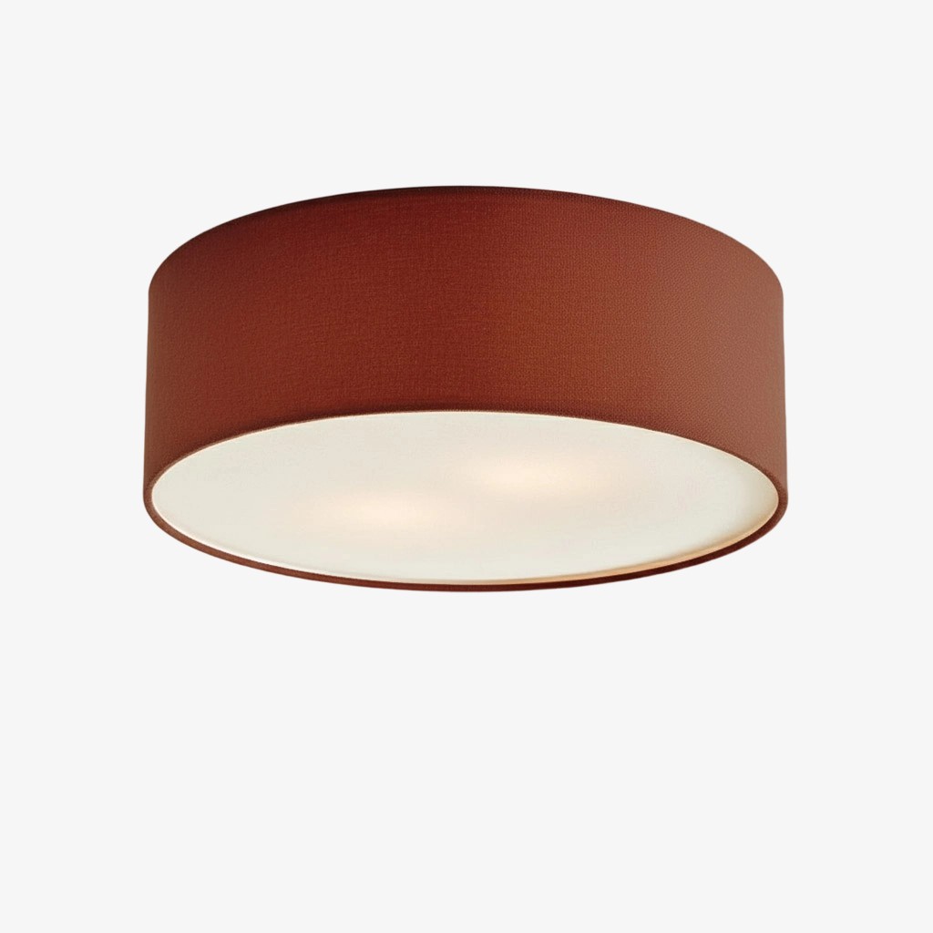 Dumora Linen Drum Ceiling Light – Modern Flush Mount Design T001