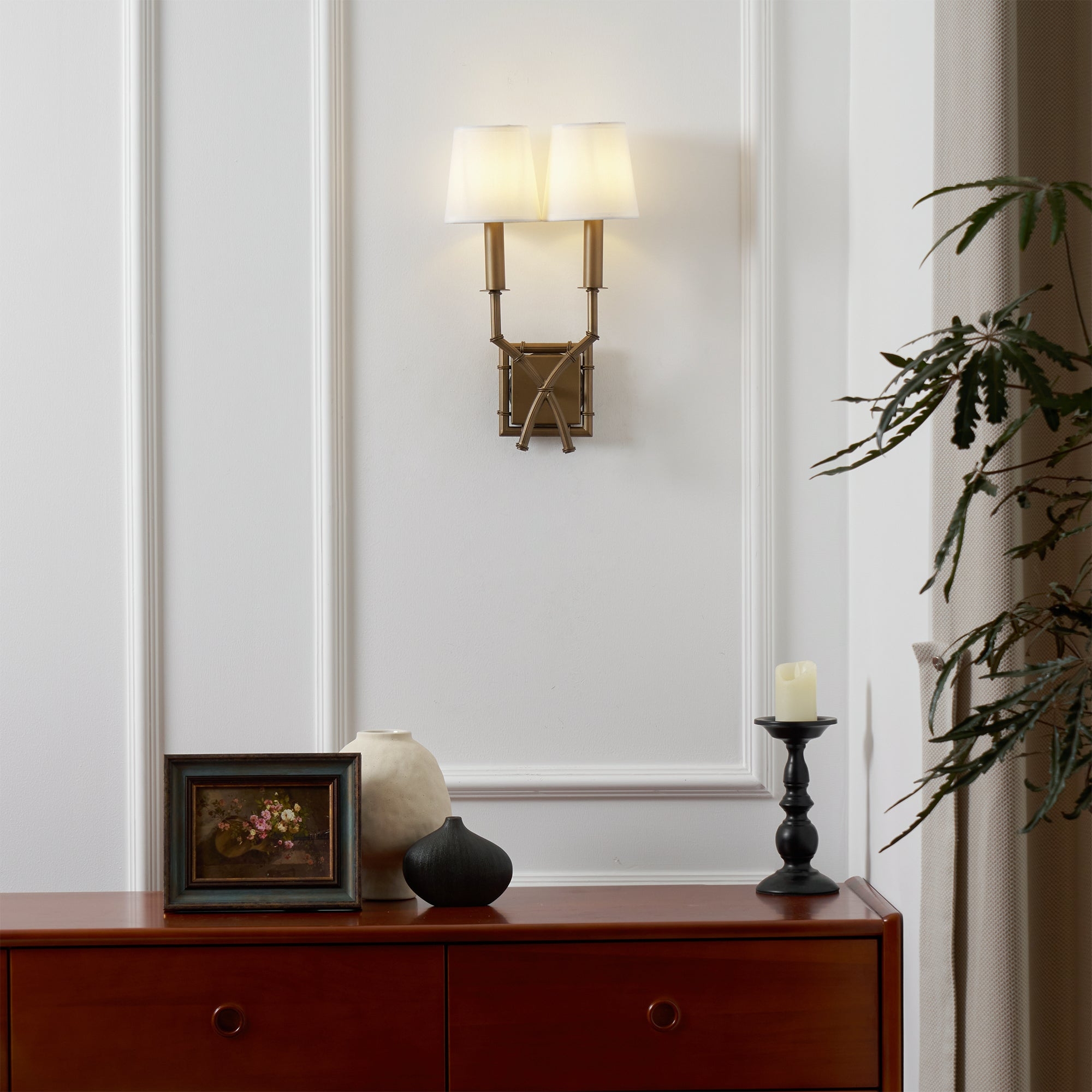 Double Arm Bamboo Sconce T1810