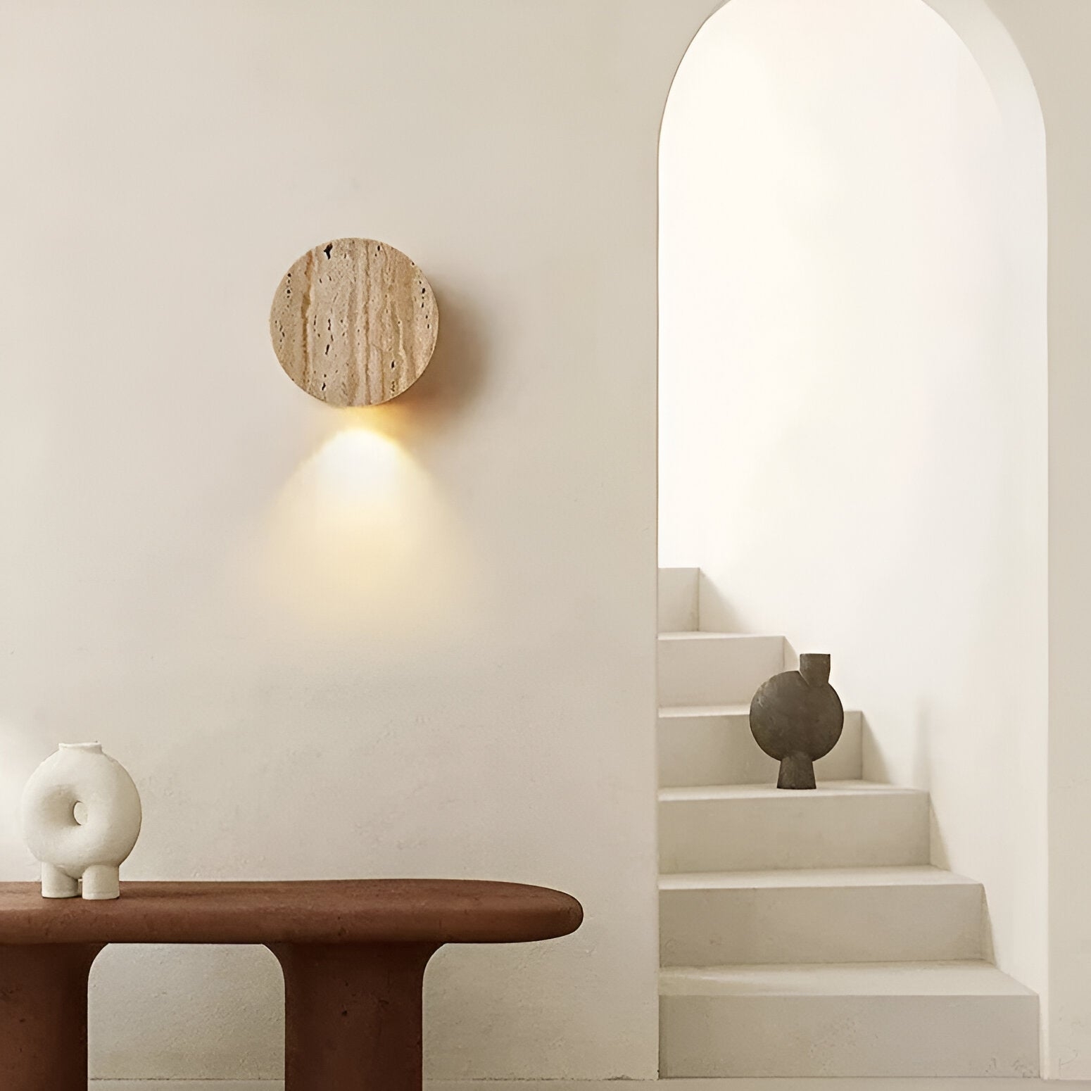 Japanese Wabi Sabi Natural Travertine Stone Wall Light T2102