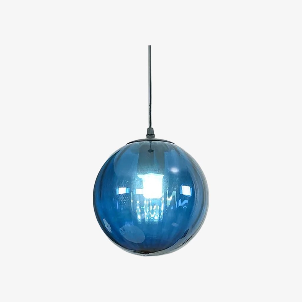 Lunorie Iron Metal Glass Globe Pendant Light - Sculpted Adjustable Pendant for Dining Spaces T570