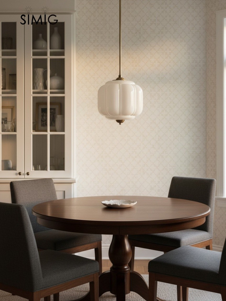 Eloise Vintage Milk Glass Pendant Light - Chic Retro Lighting for Dining Rooms S215