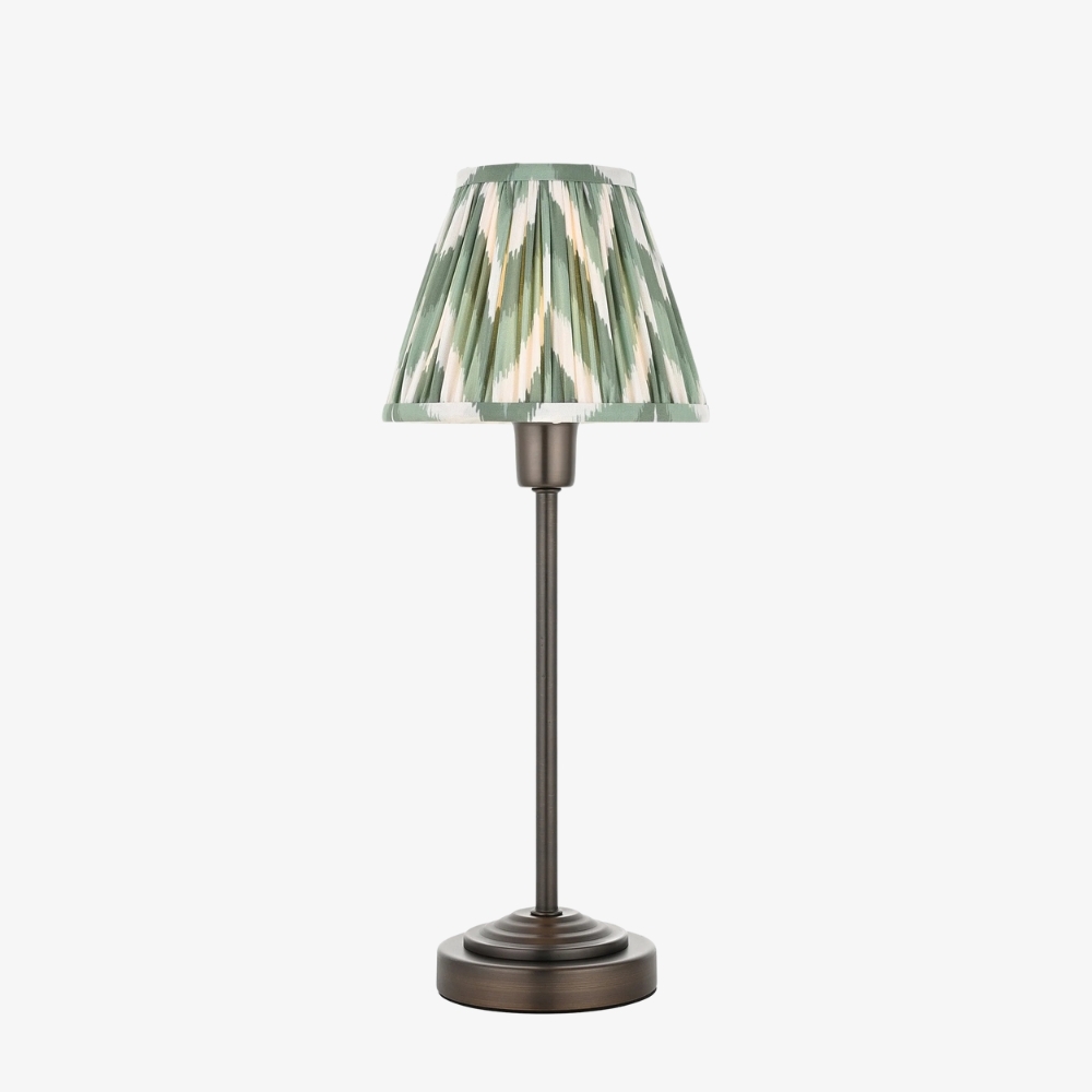 Bronzuno Patterned Fabric Table Lamp - Brass or Bronze Finish Modern-Bohemian Bedside & Living Space Light T957
