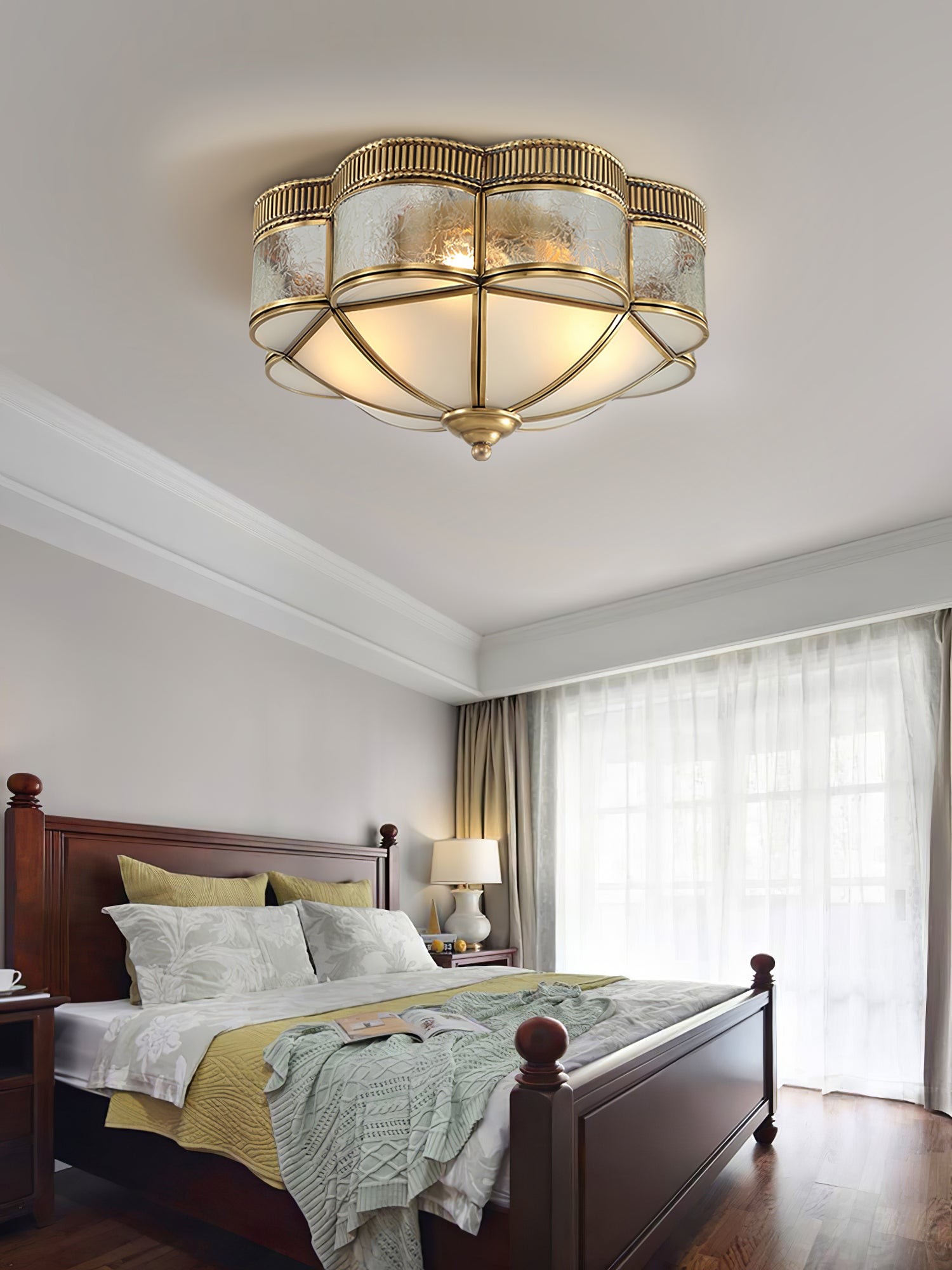 Brass Domed Flush Ceiling Lamp M470