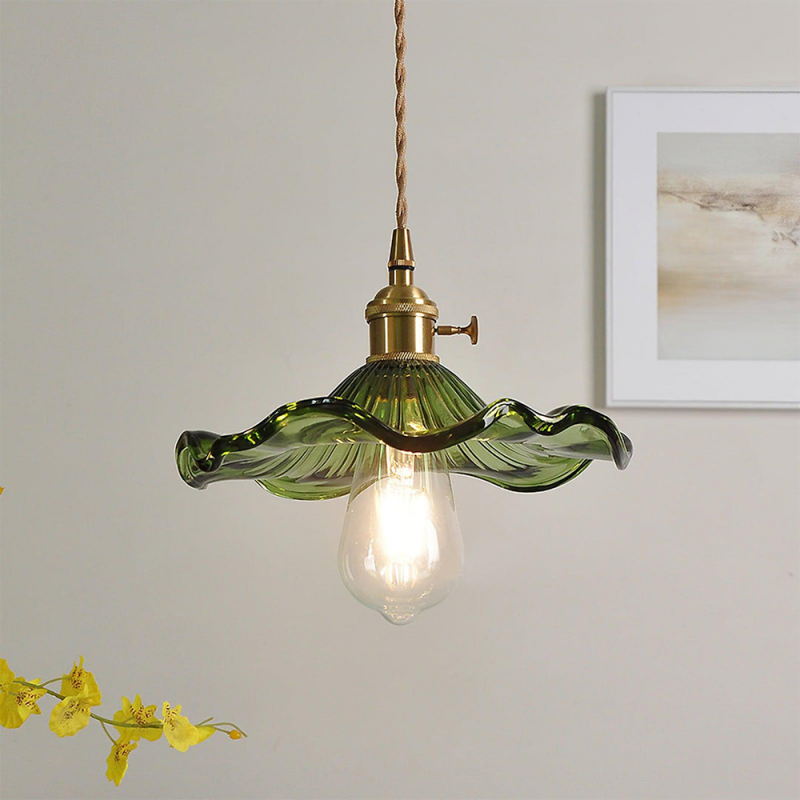 Vintage Glass Hibiscus Flower Pendant Light S129