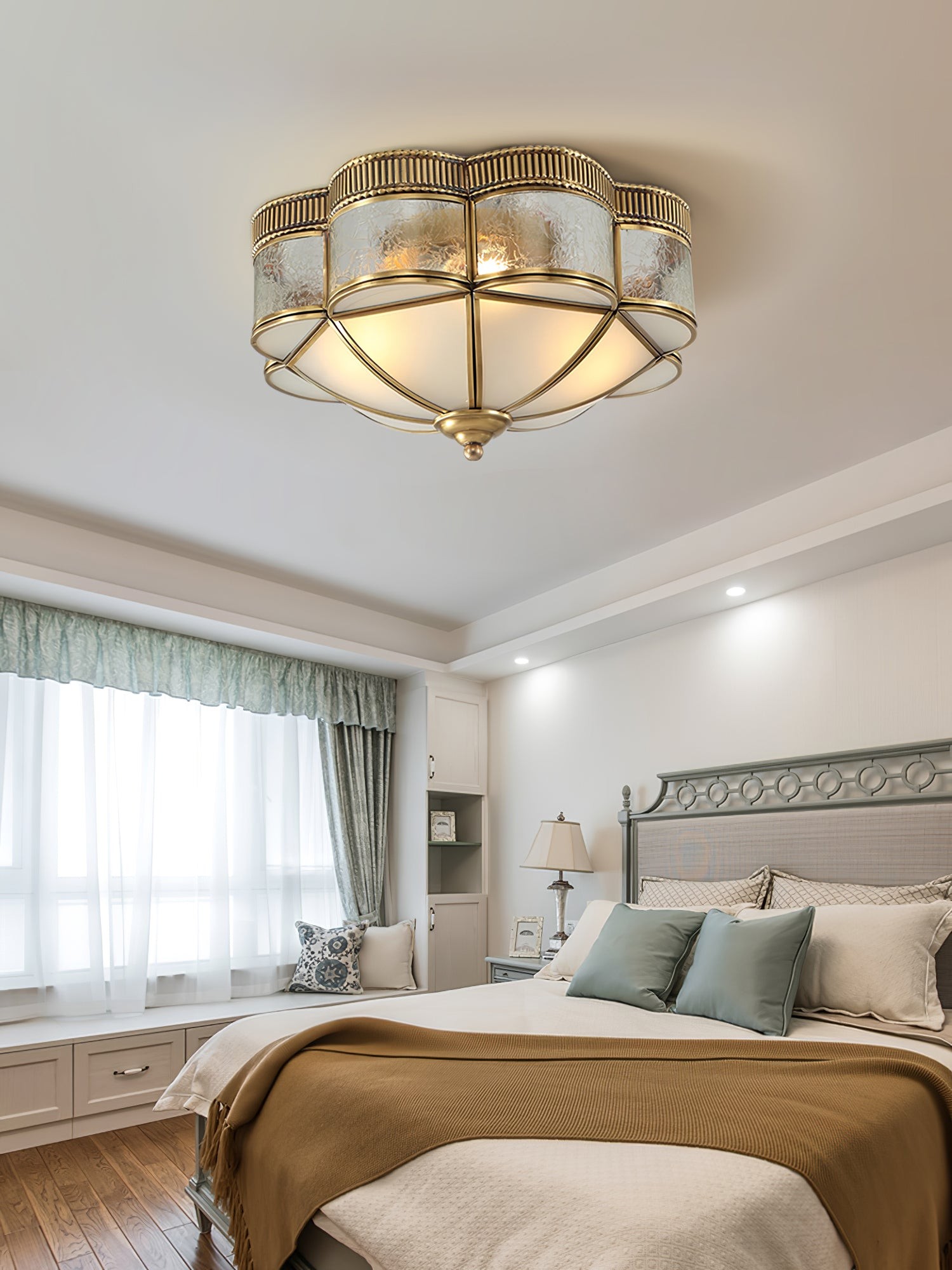 Brass Domed Flush Ceiling Lamp M470
