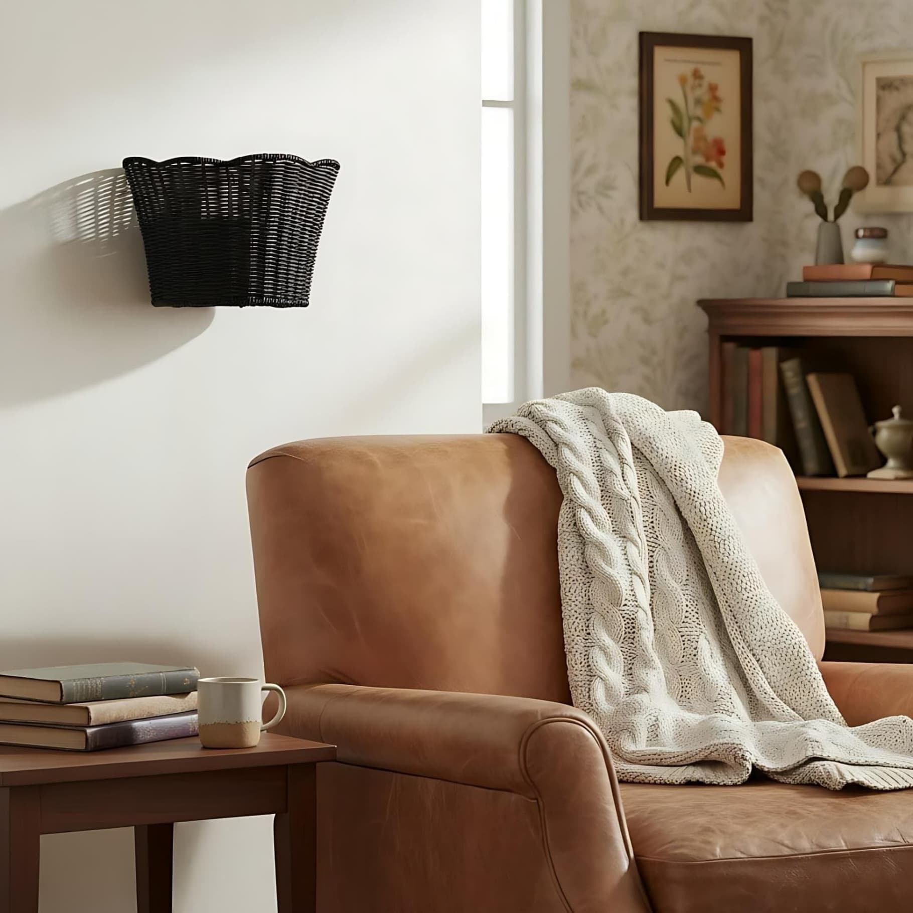 Wickara Woven Wall Sconce - Scalloped Basket Shade Wall Light for Bedroom T675