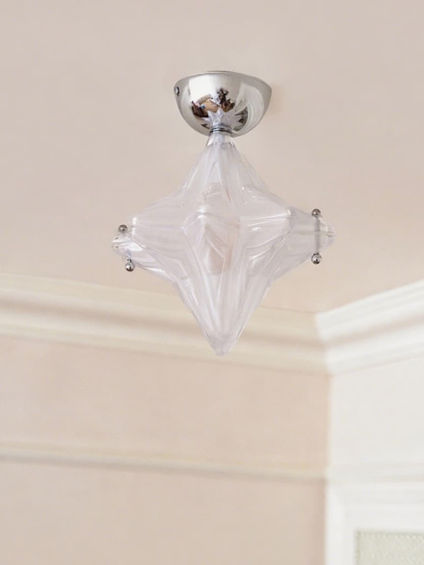 Art Deco Star Ceiling Lamp - Frosted Glass Fixture for Hallway & Entryway - Astris Ceres T435