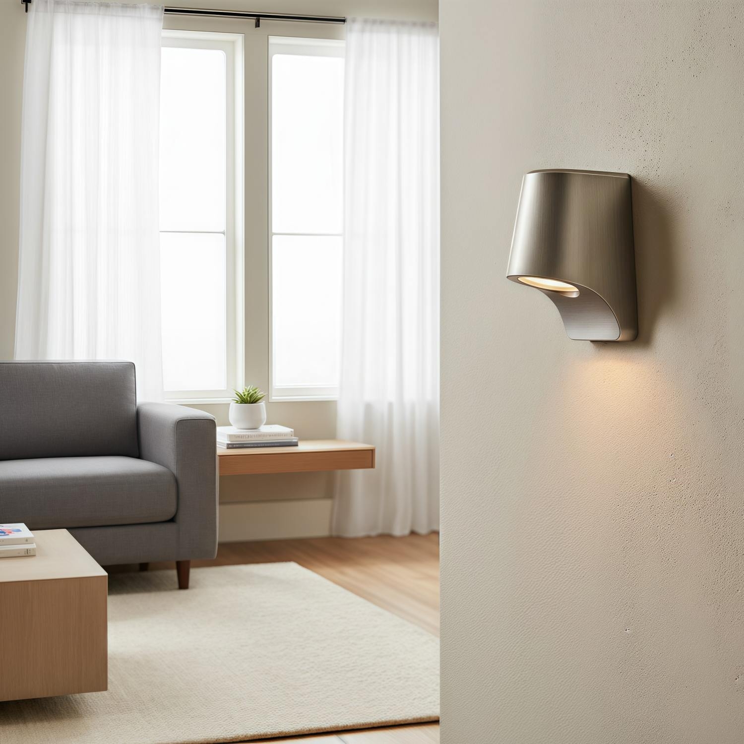 Rivathis Minimalist Metal Pewter Wall Lantern - Stylish Porch Fixture Ideal for Entry or Garden T894