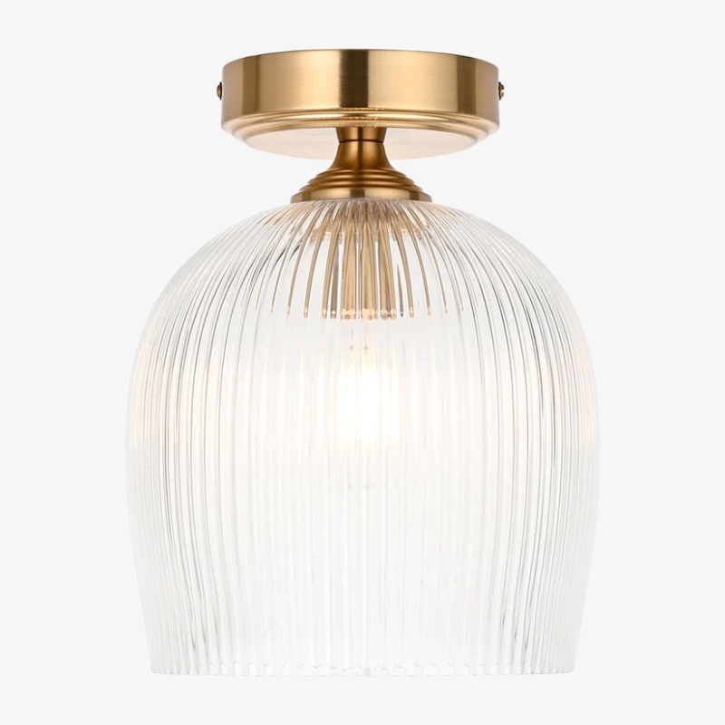 Brazara Dome Ceiling Light - Industrial Ribbed and Clear Glass for Living Room T925