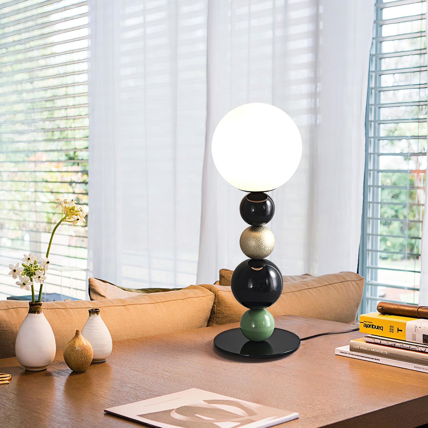 Round Balls Stacking Green Table Lamp M417