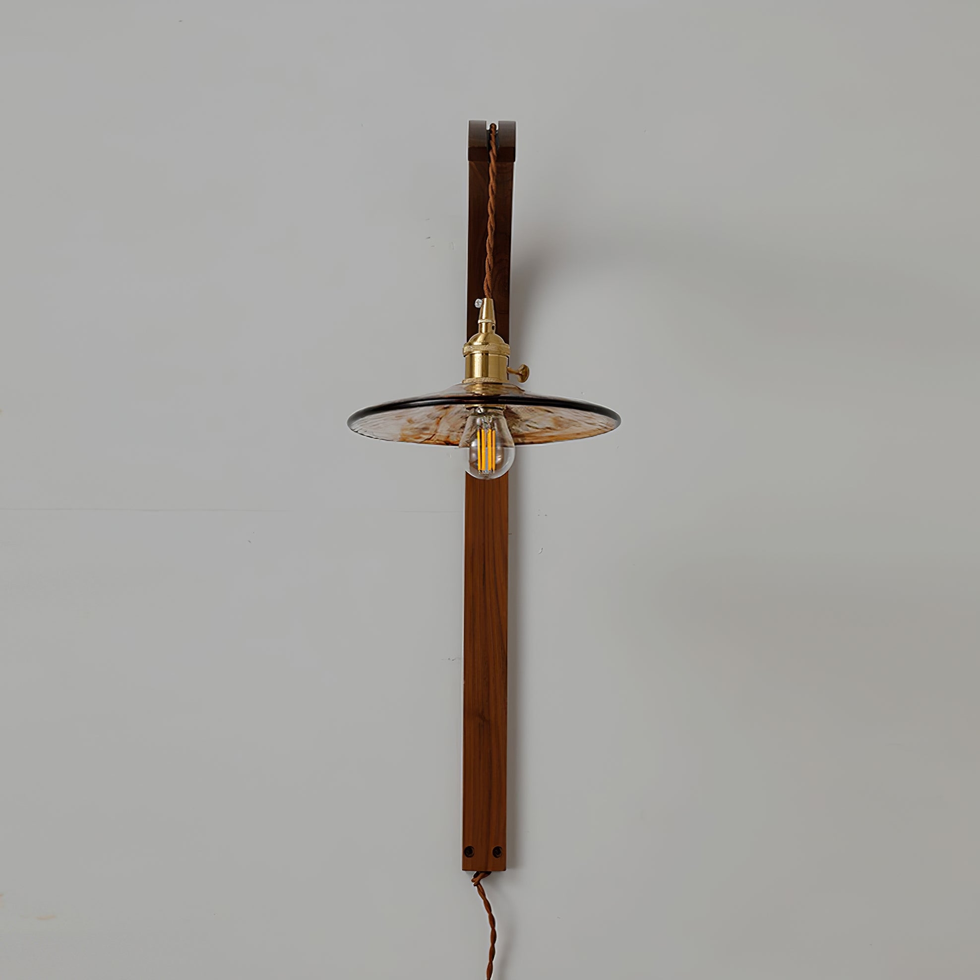 Curved Walnut Ceramic Plug-in Wall Light T1722