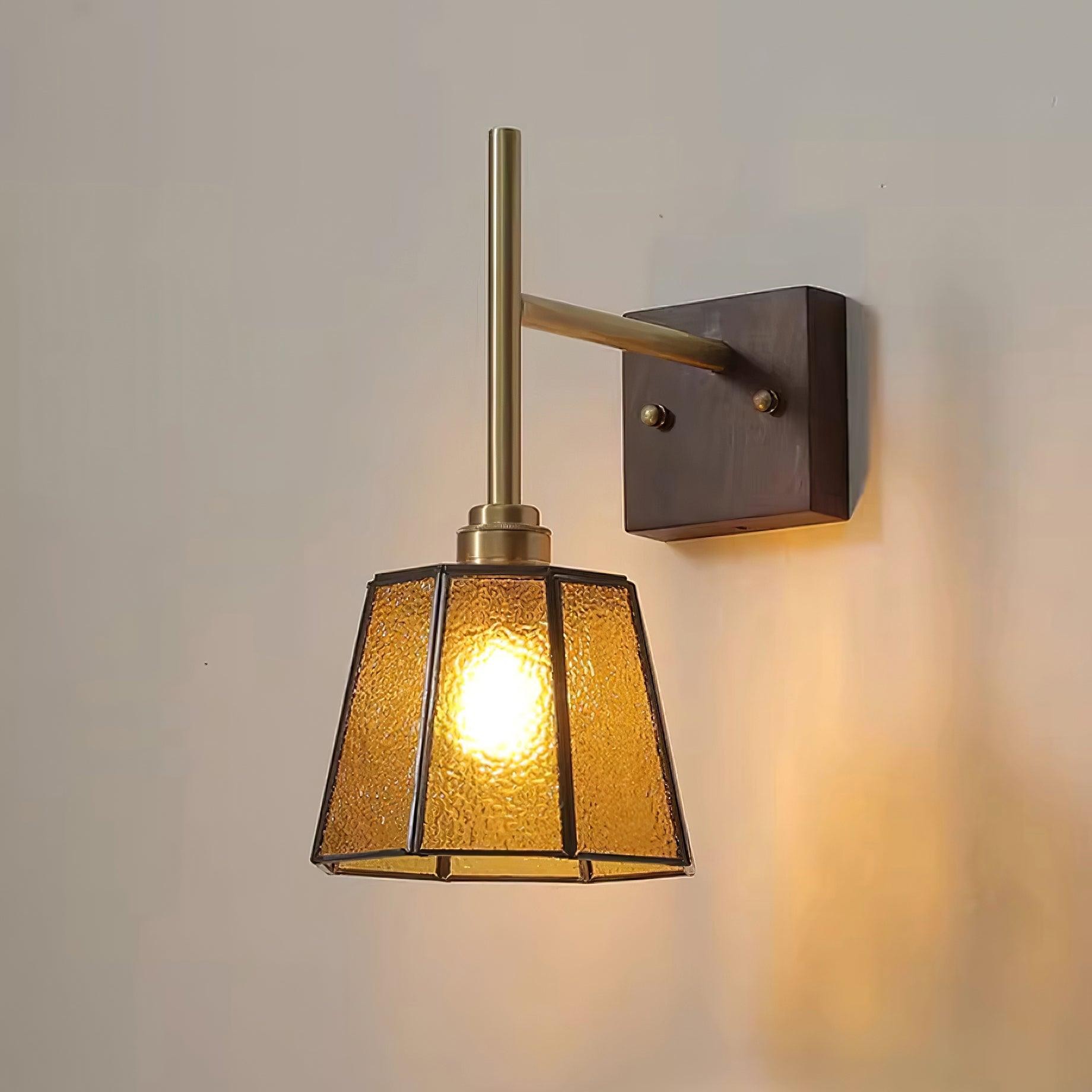 Vintage Brass Walnut Wall Lamp M207