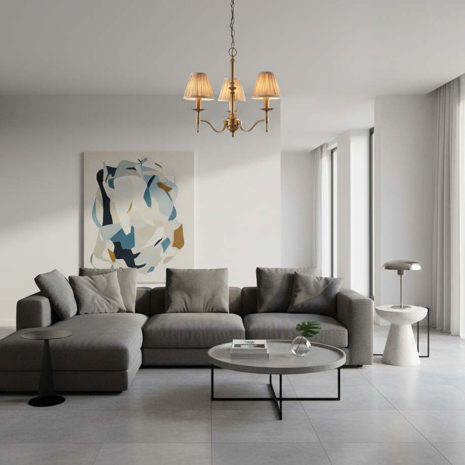 Tela Timeless Classic Elegant Multi Arm Stanford Chandelier - Metal Fabric Lighting for Living Room T820
