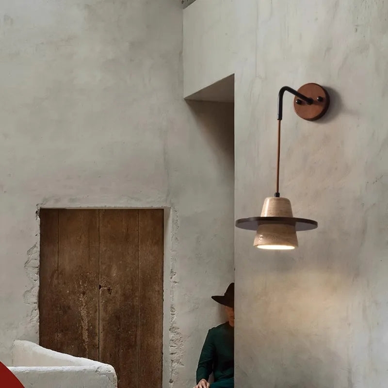Travertine Medieval Wood Stone Pendant Light T2147