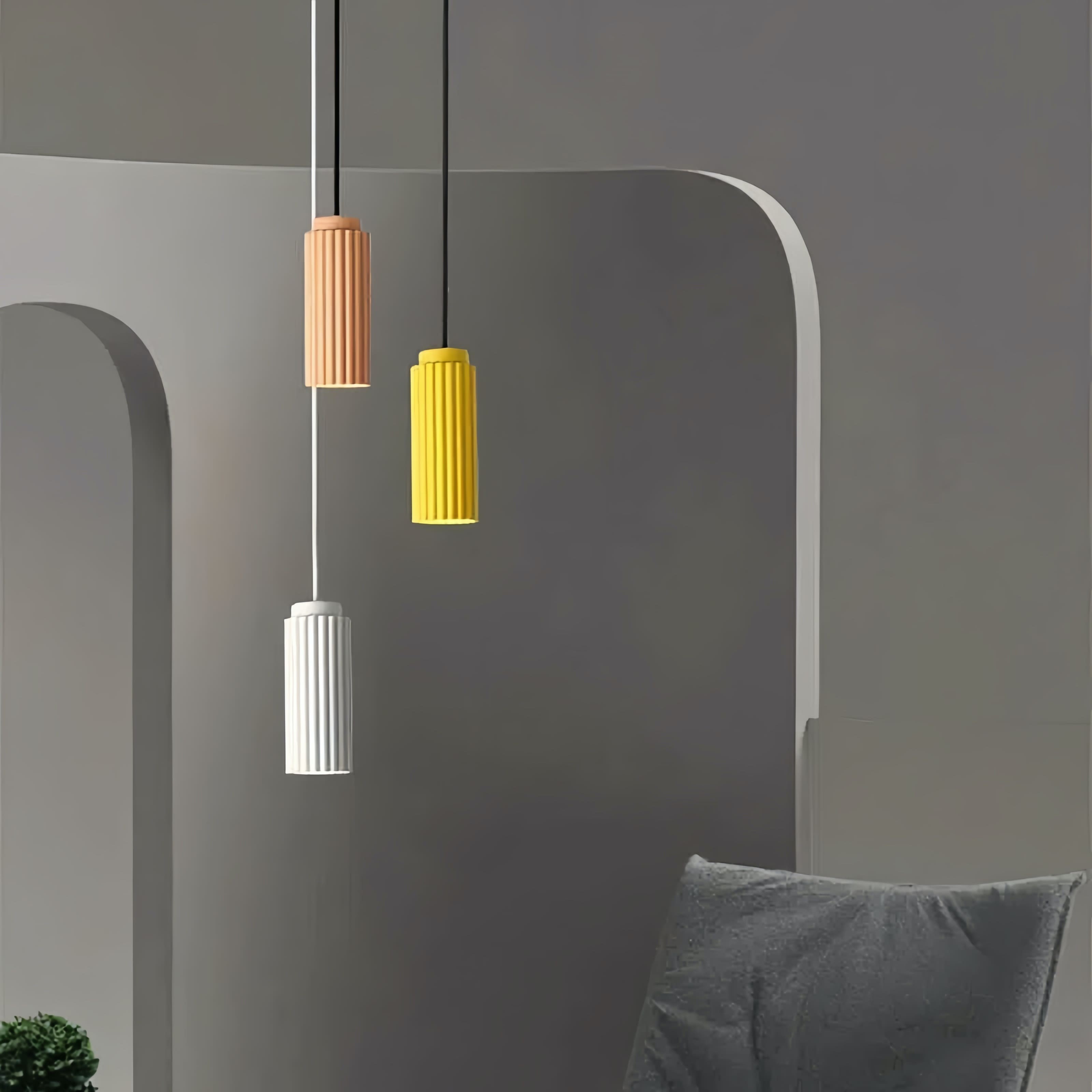 Nordic Cylinder Pendant Light – Textured Minimalist Ambient Lighting S238