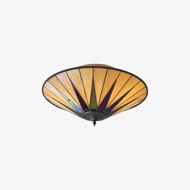 TiffStar Elegant Art Glass Ceiling Light – Vintage Flush Lamp for Living Rooms T634