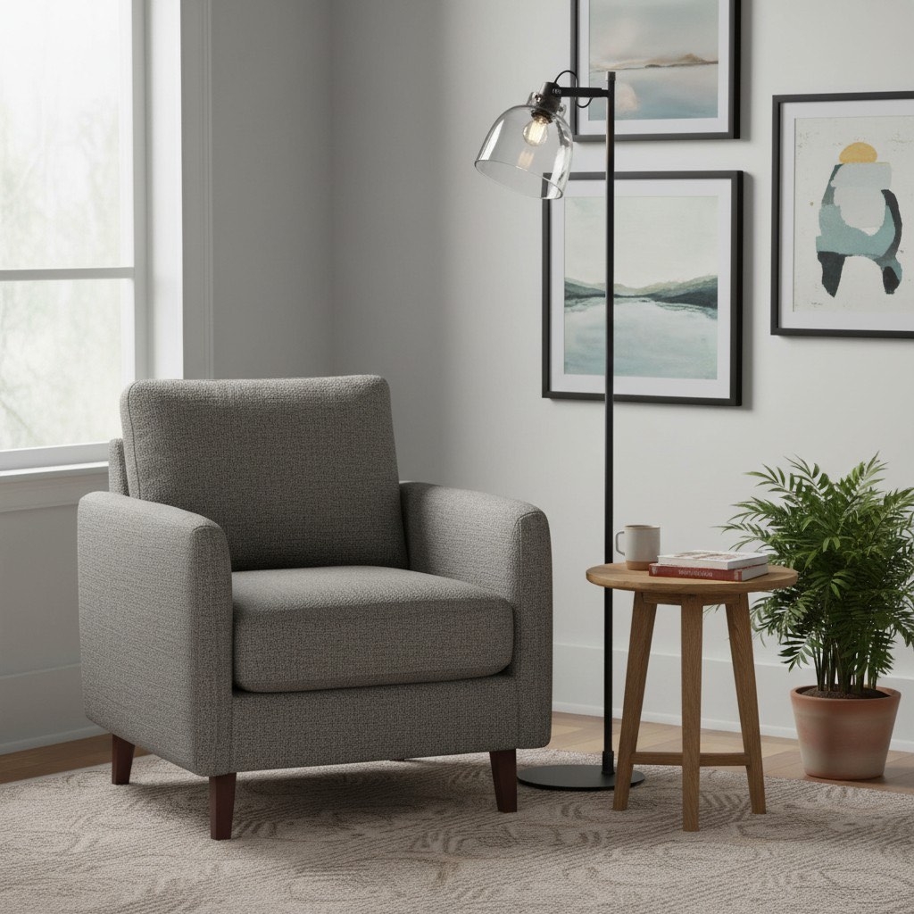 Readium Industrial Floor Lamp - Adjustable Glass Head Metal Base for Living Room and Bedroom T869