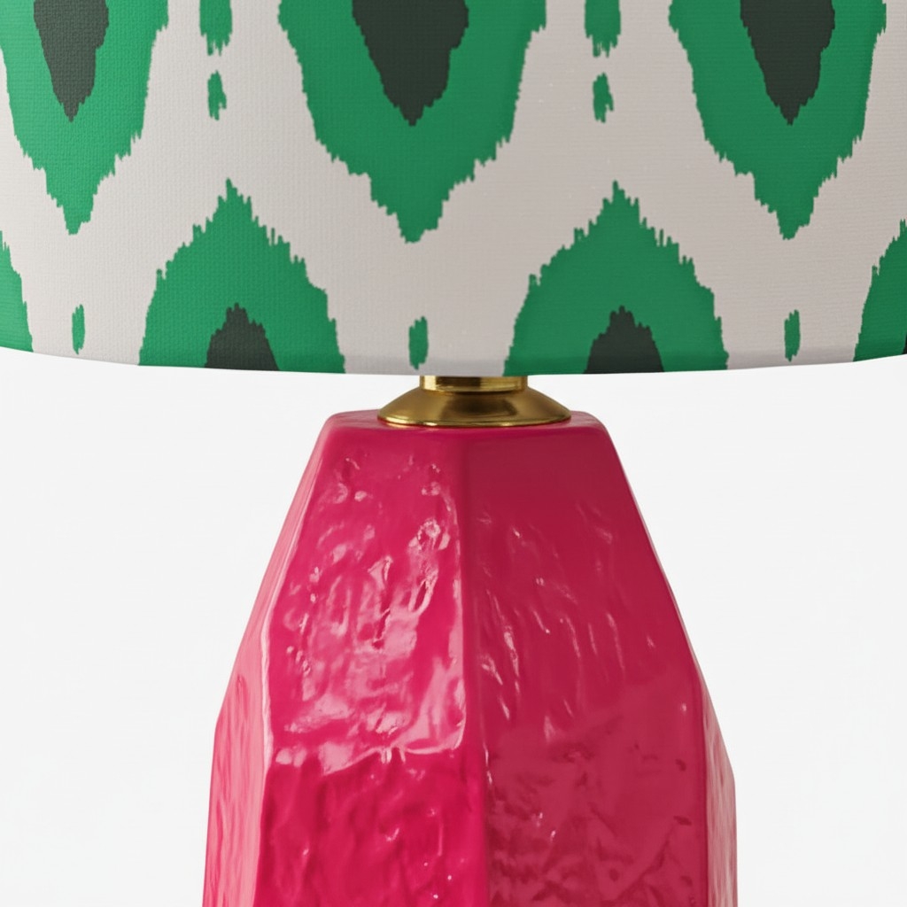 Arivane Decorative Ceramic Lamp - Fabric Shade Side Table Light T1183