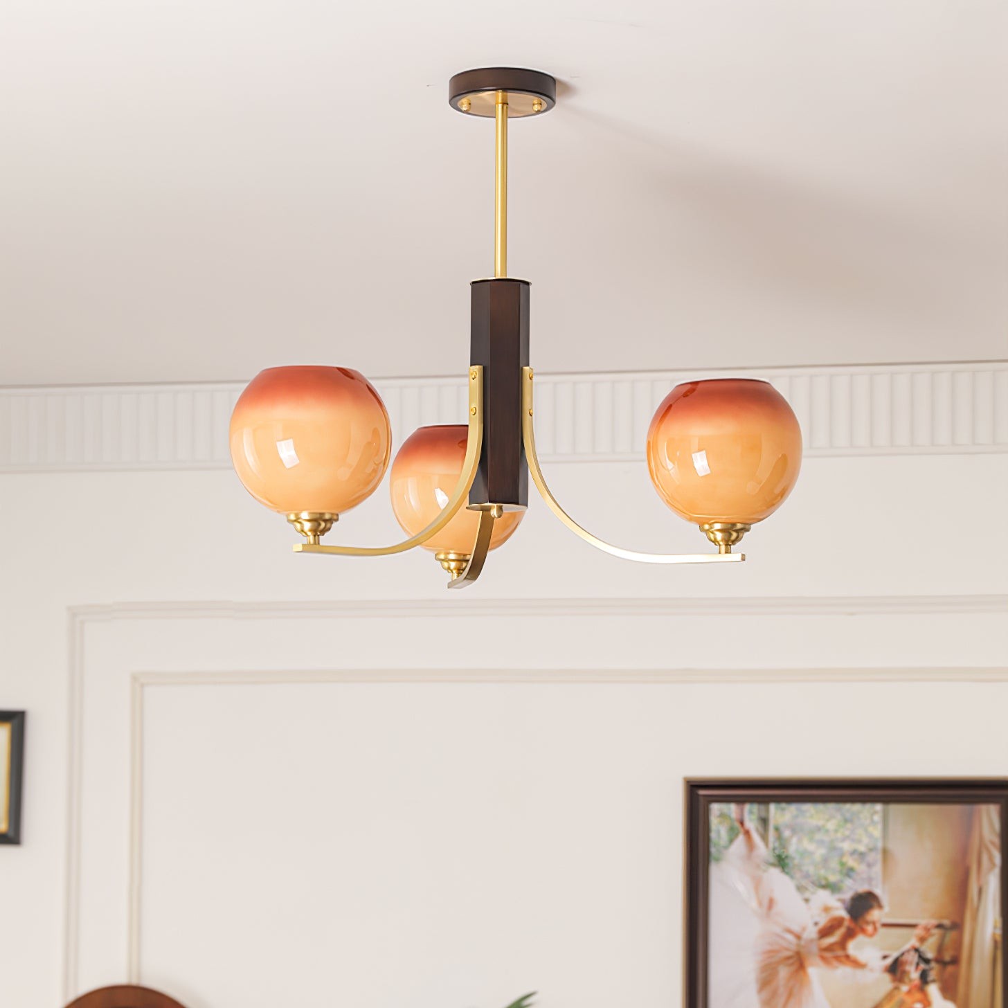 Vintage Caramel Globe Chandelier M398