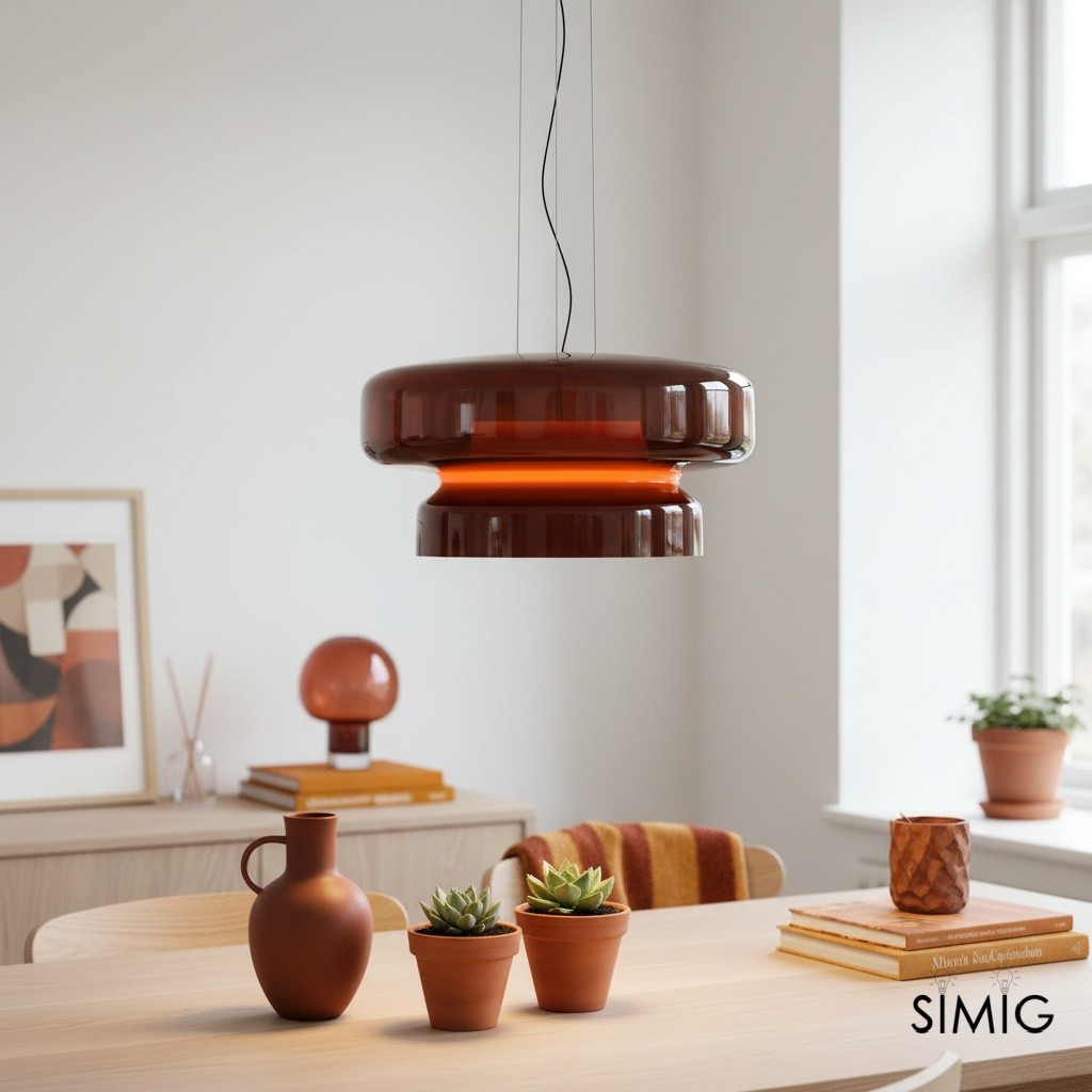 Minimalist Pendant Light - Bohemian Glass and Metal for Dining Room M388