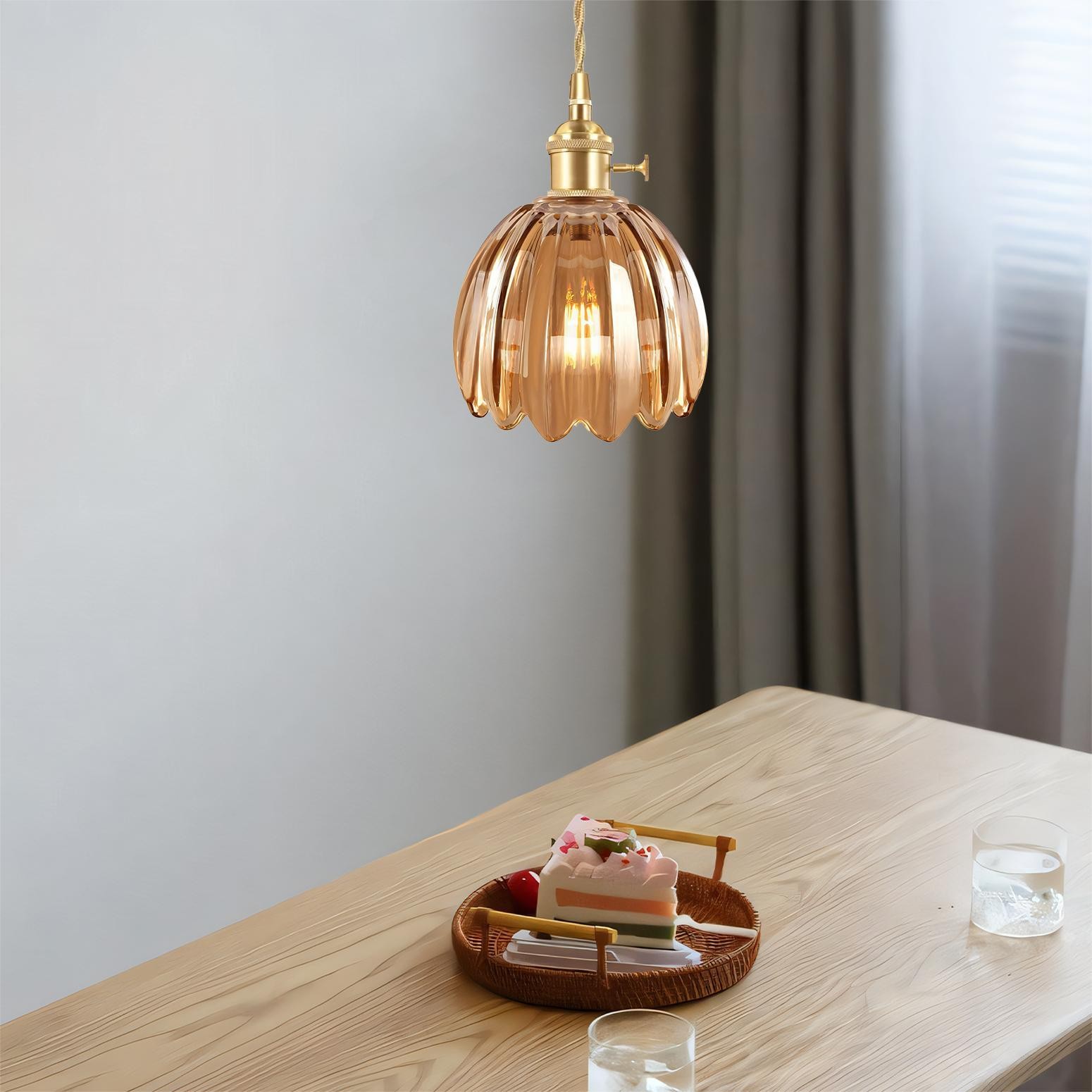 Japanese Retro Glass Flower Pendant Light S17