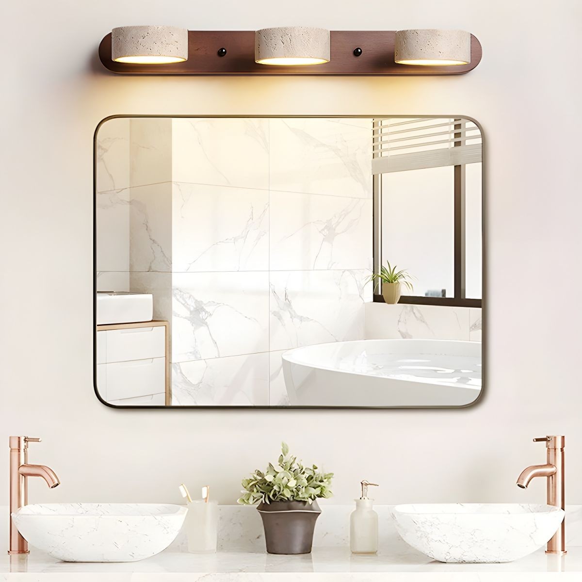 Travertine Walnut Multi Light Sconce - Bedroom Wall Lamp G115