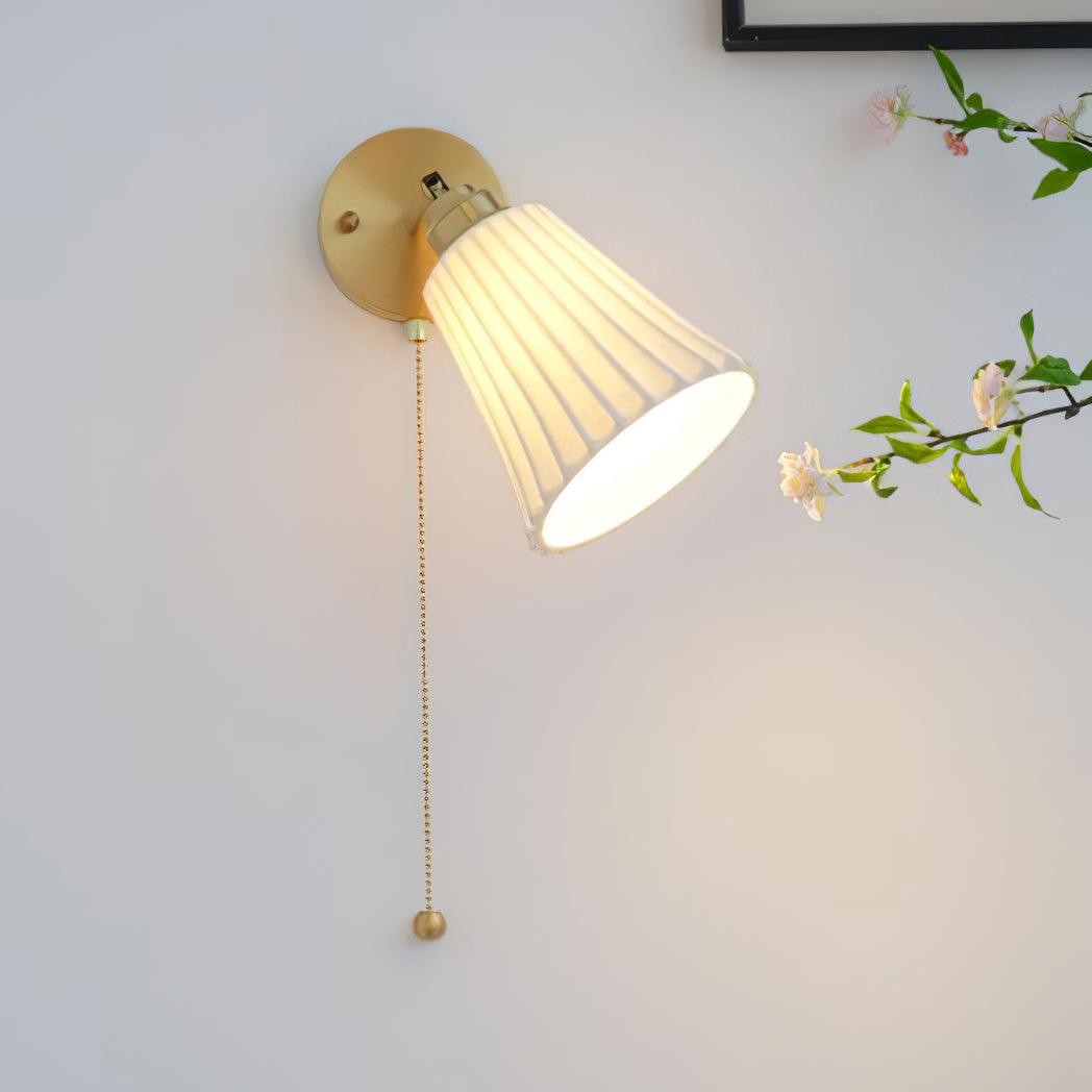 Modern Pull Cord Metal Ceramics Indoor Wall Lamp for Bedroom M401