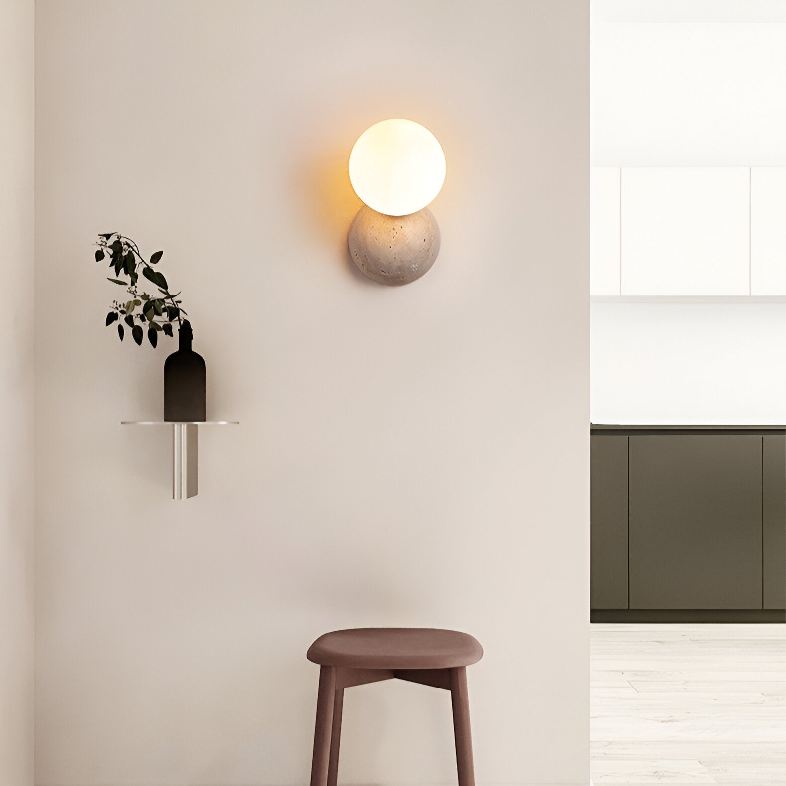 Travertine Round Glass Wall Fixture T2163