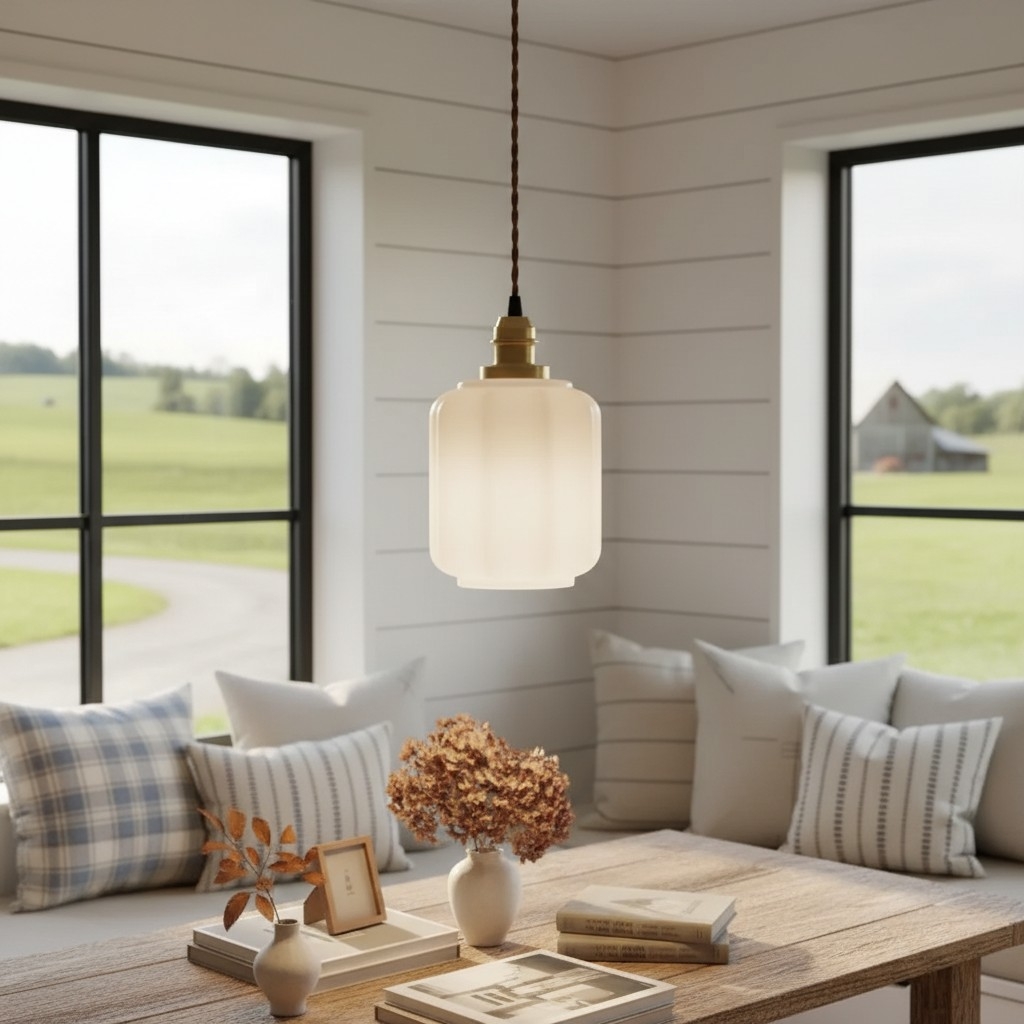 Glassora Creative Glass Lantern Pendant Lamp - Stylish Hanging Light for Kitchen or Bedroom U15