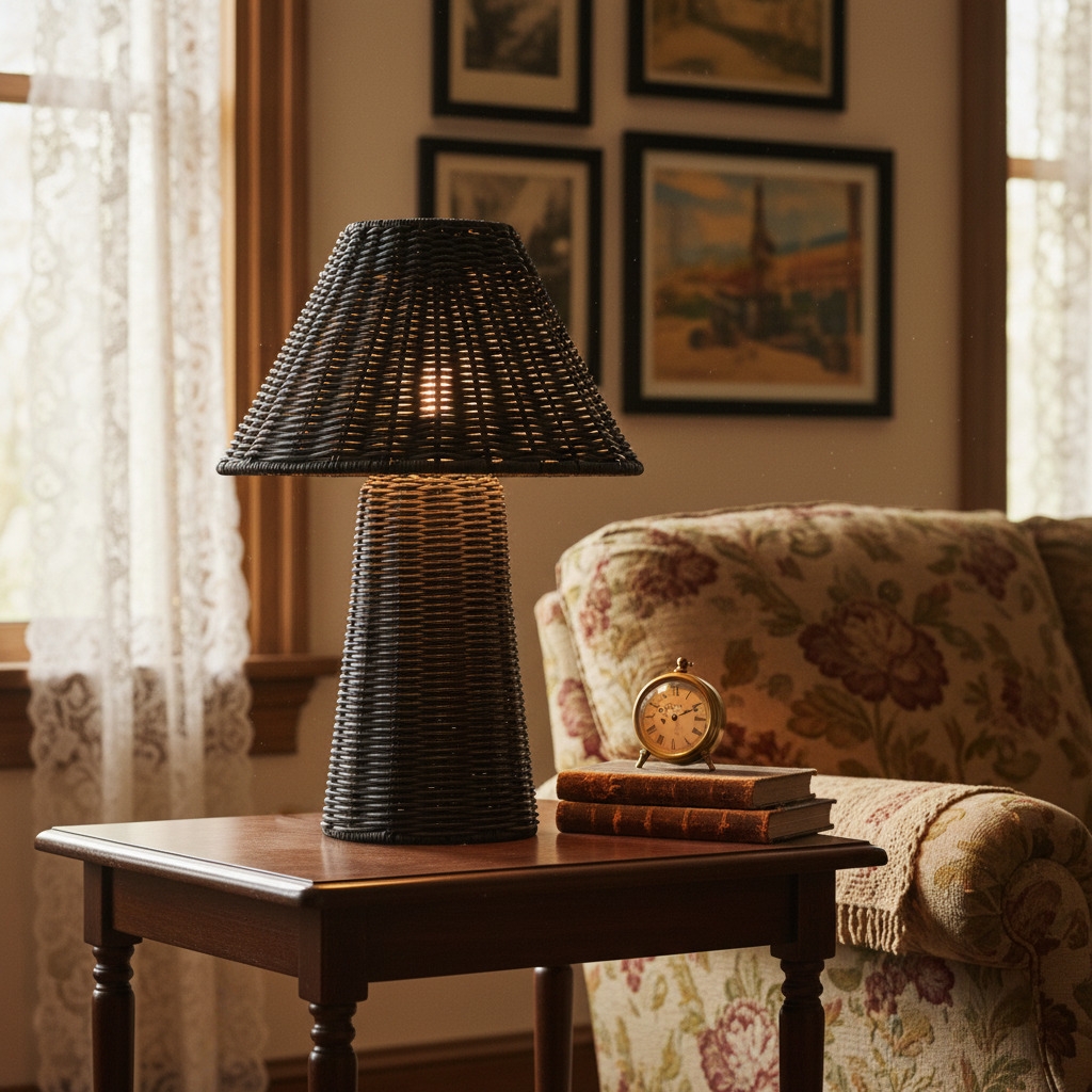Wickara Sculptural Rattan Mini Table Lamp - Natural Woven Finish Suitable for Side Tables & Entryways T700