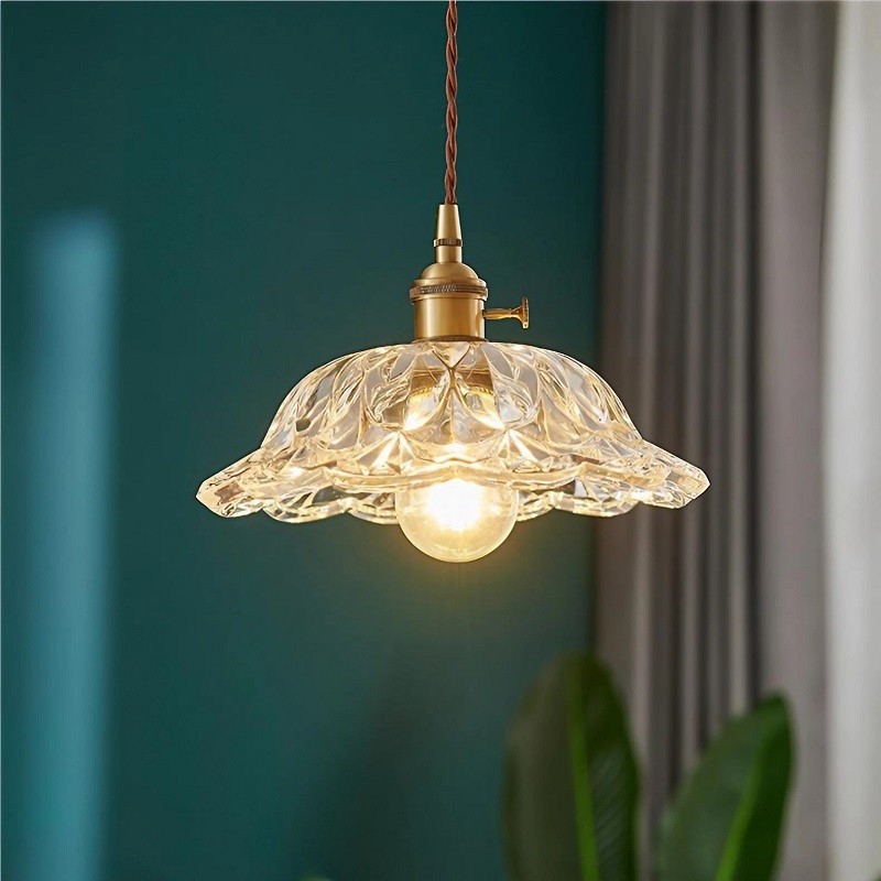 Nordic Vintage Flower Glass Pendant Light S67