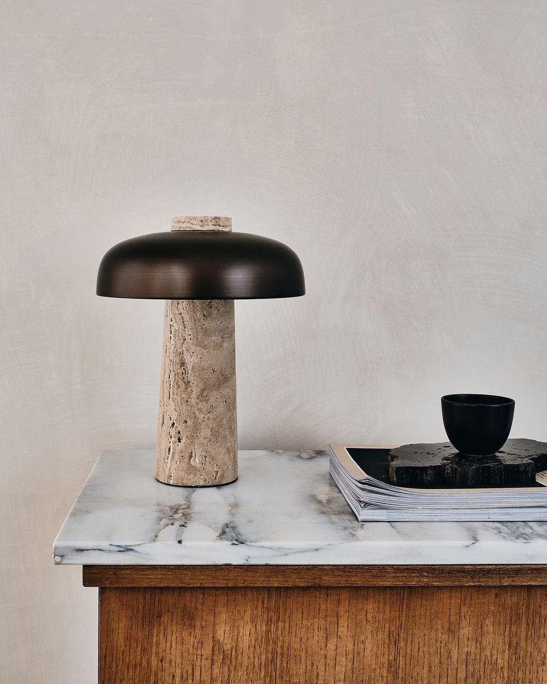 Mushroom Table Lamp - Modern Travertine for Bedroom M503