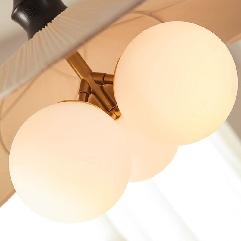 Orrise Vintage Inspired 3 Light Hanging Chandelier - Wood Metal and Fabric Accents Home Lighting T541