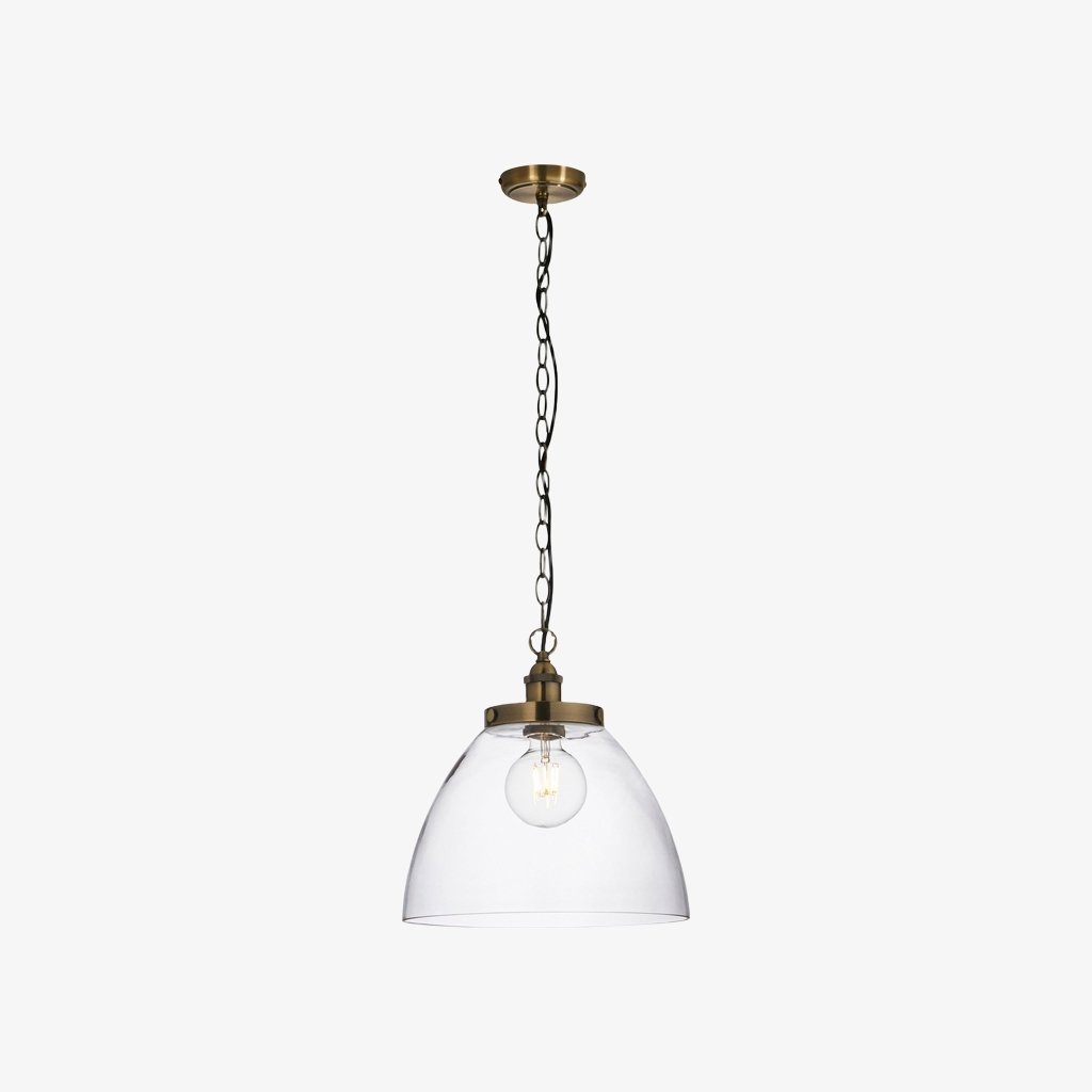 Novera Art Deco Dome Adjustable Height Glass Shade Pendant Light for Living Room T1008