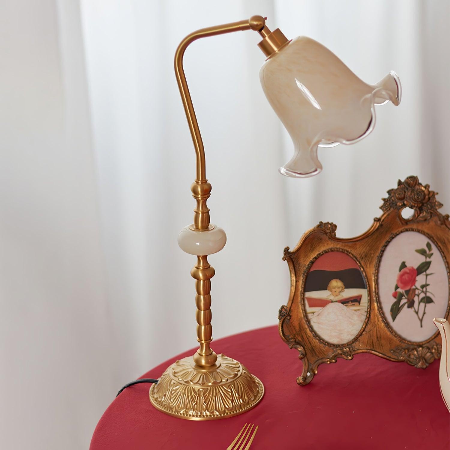 Classic Stylish White Tulip Brass Table Lamp M491
