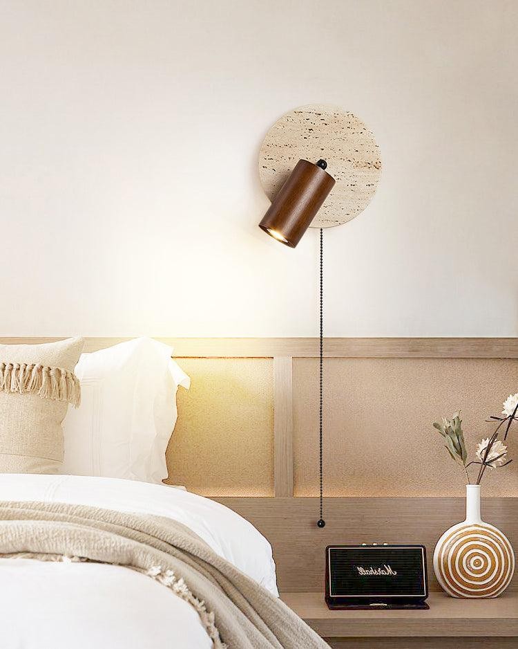 Travertine Round Wall Lamp - Vintage Style for Bedroom M257