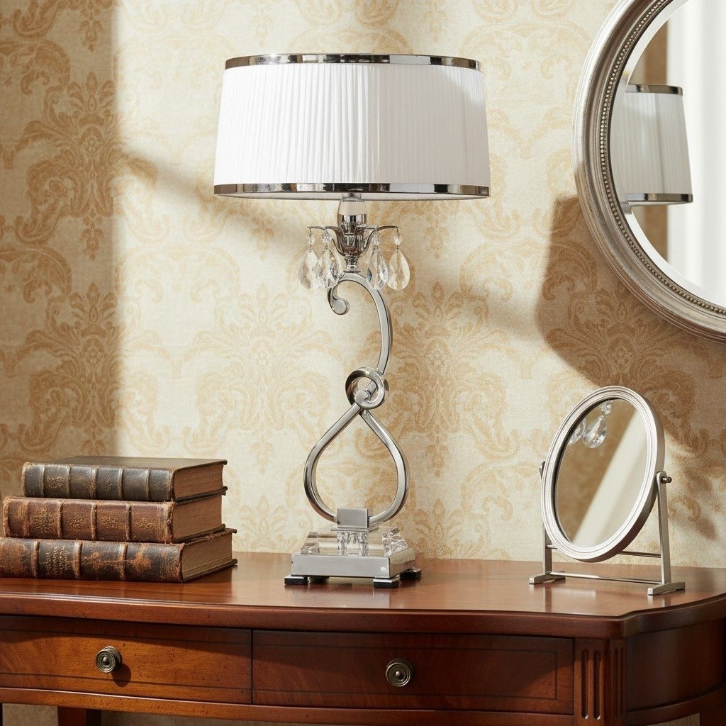 Talonis Decorative Crystal Table Lamp - Curved Metal Style for Home Interiors T951