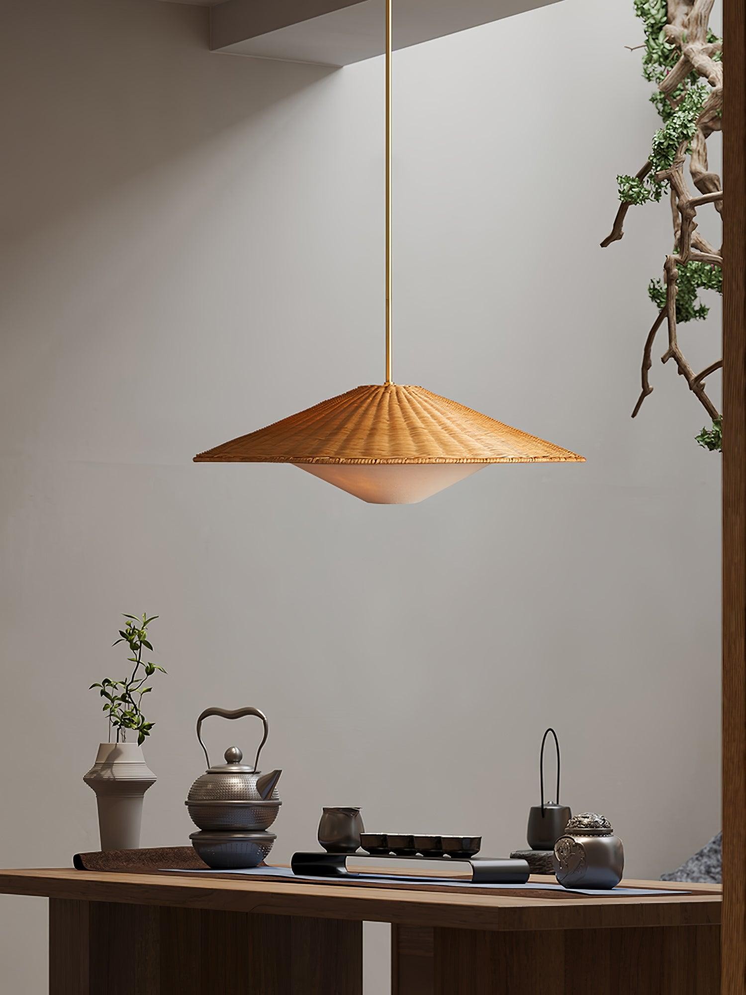 Rattan Hat Pendant Light Suitable For Living Room M513