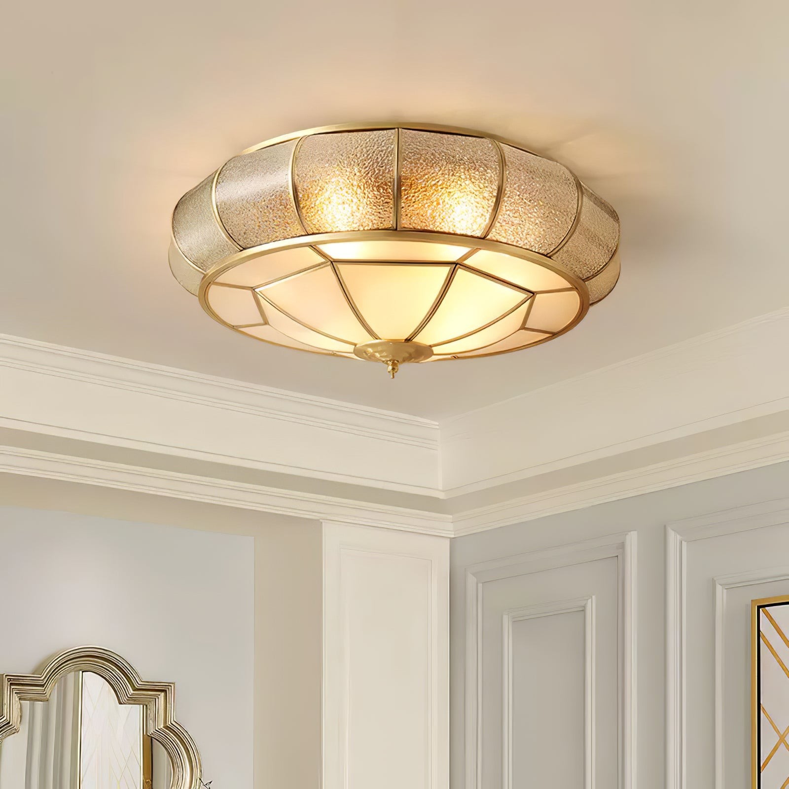 Round Textured Glass Ceiling Light M416