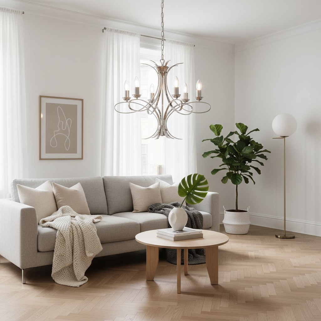 Foline Geometric Light Chandelier - Nickel Finish Ambient Glow for Hallways and Kitchens T1012