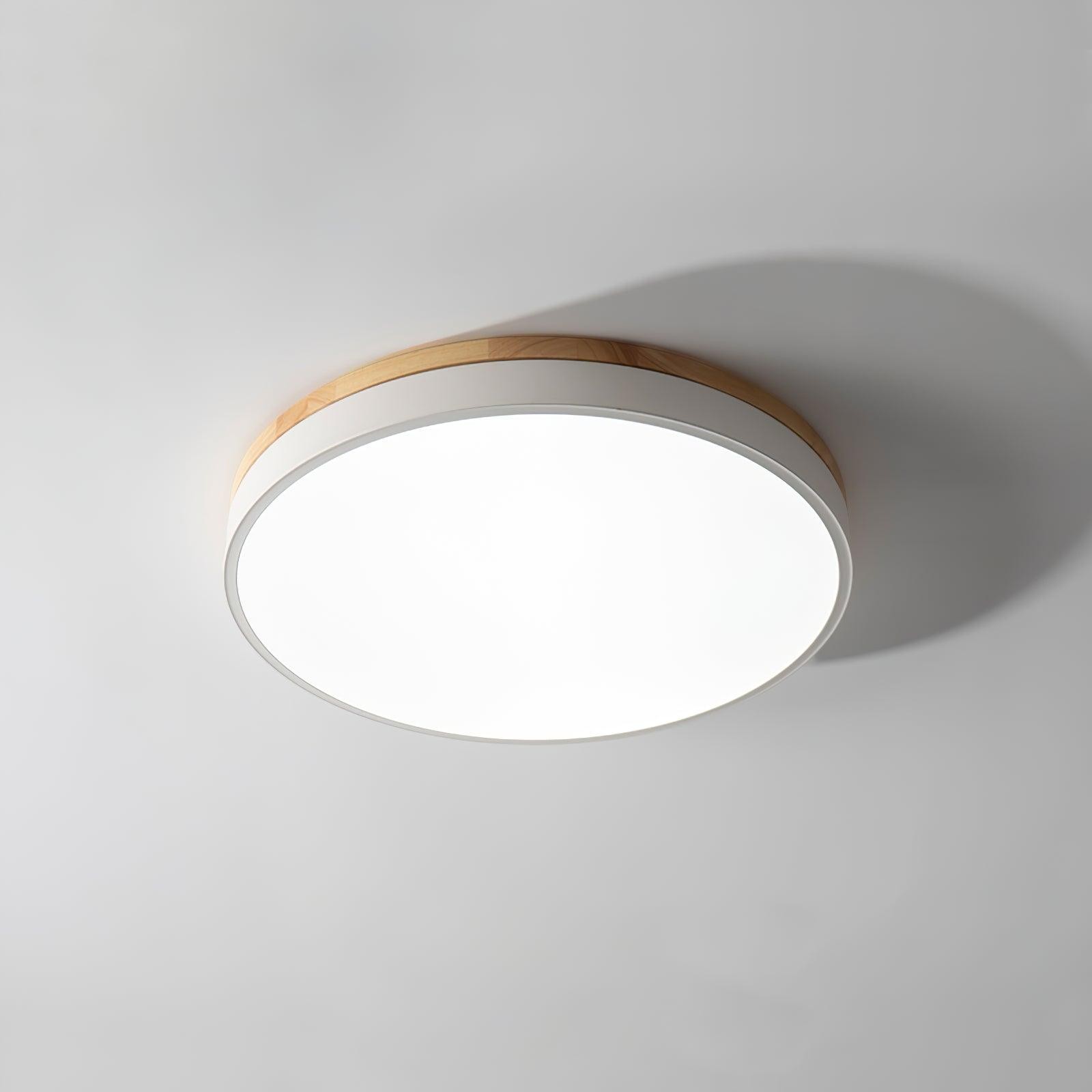 White Round Wooden Ceiling Lamp M197