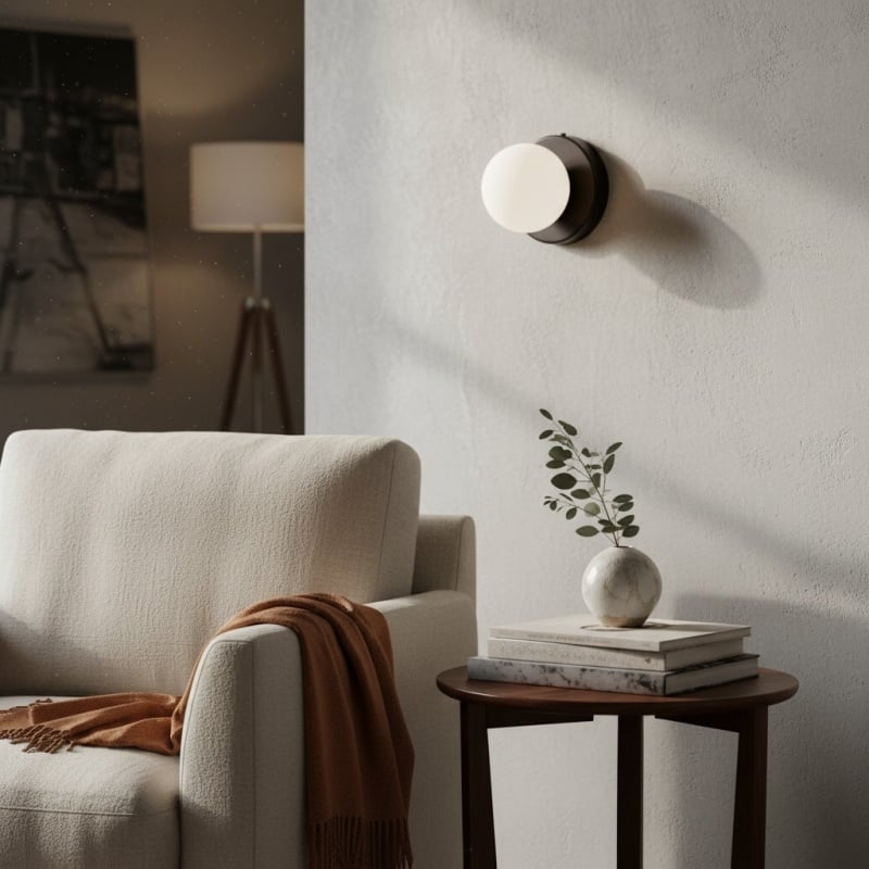 Nuevola Round Wall Lamp - Modern Metal and Glass for Hallways and Living Rooms T528