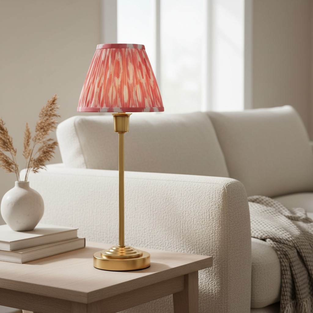 Bronzuno Patterned Fabric Table Lamp - Brass or Bronze Finish Modern-Bohemian Bedside & Living Space Light T957