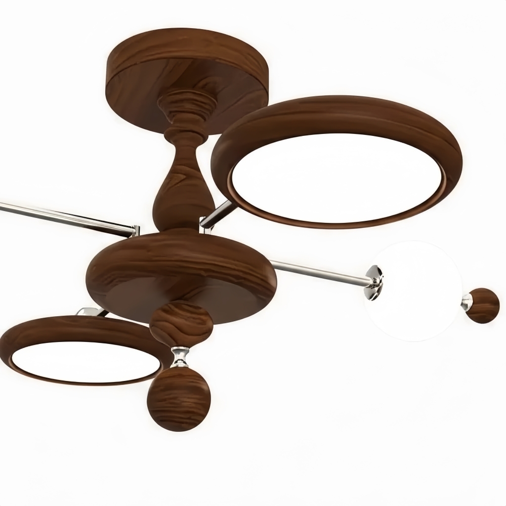 Elegant Walnut Branch Ceiling Lamp - Retro LED Light for Living Room S389