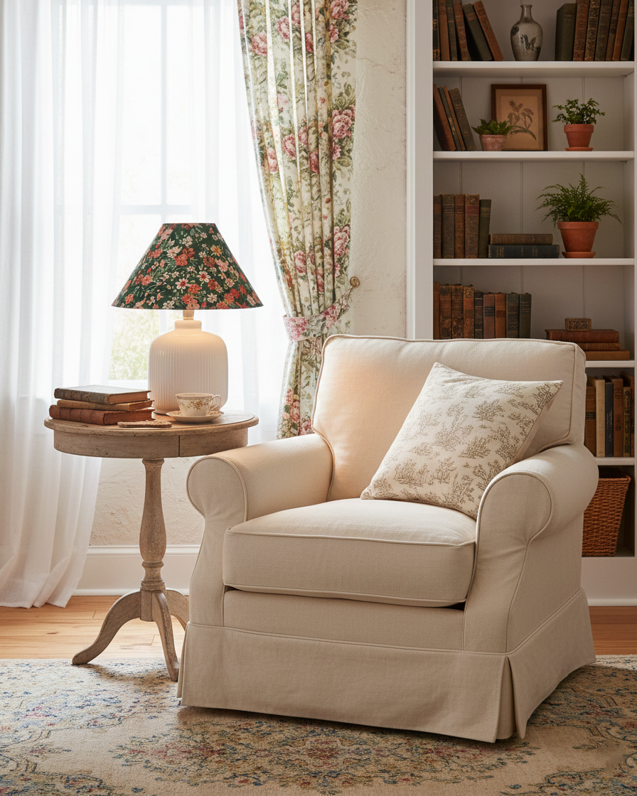 Evergreen Floral Table Lamp T1551