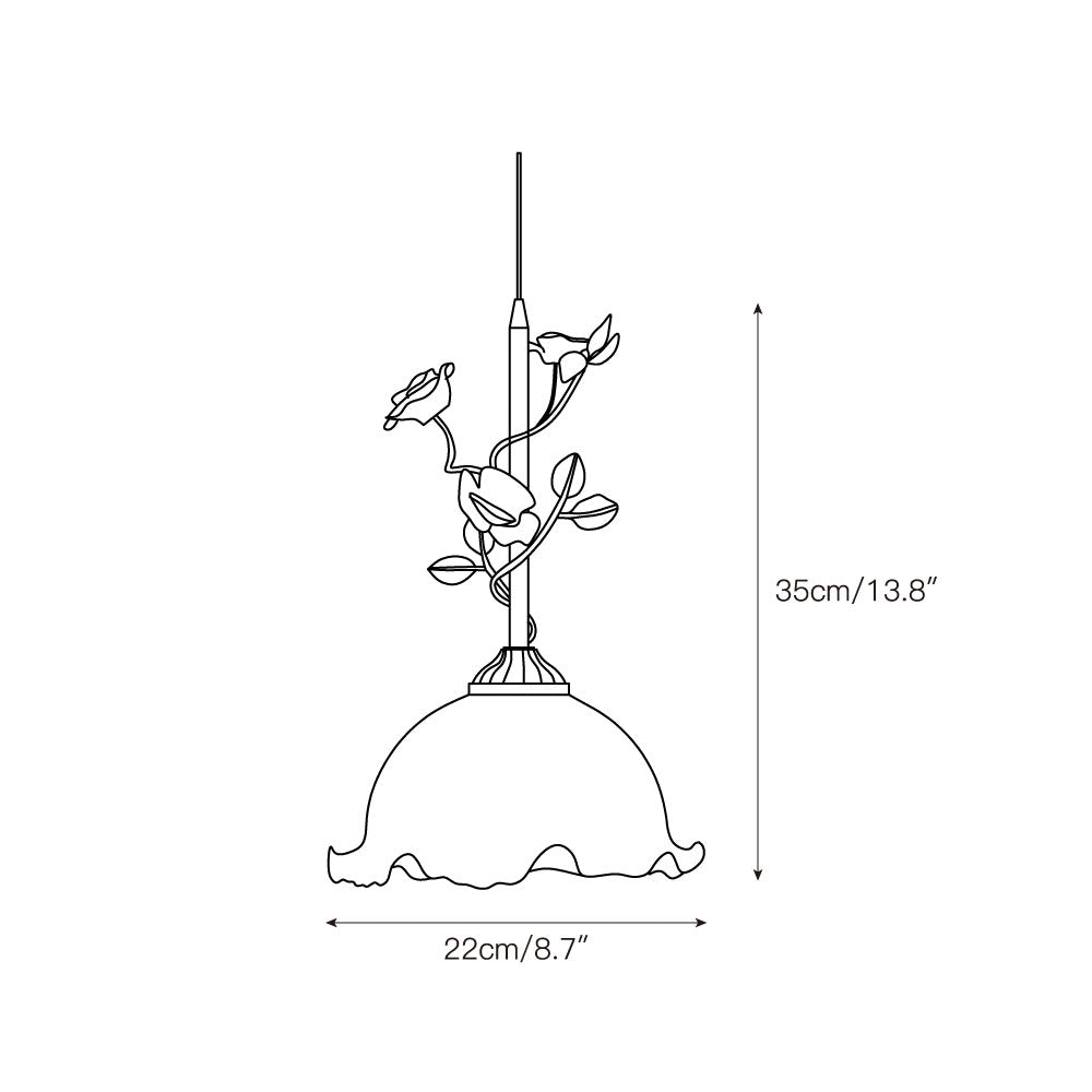 Lalique Rose Glass Pendant Lamp T1898