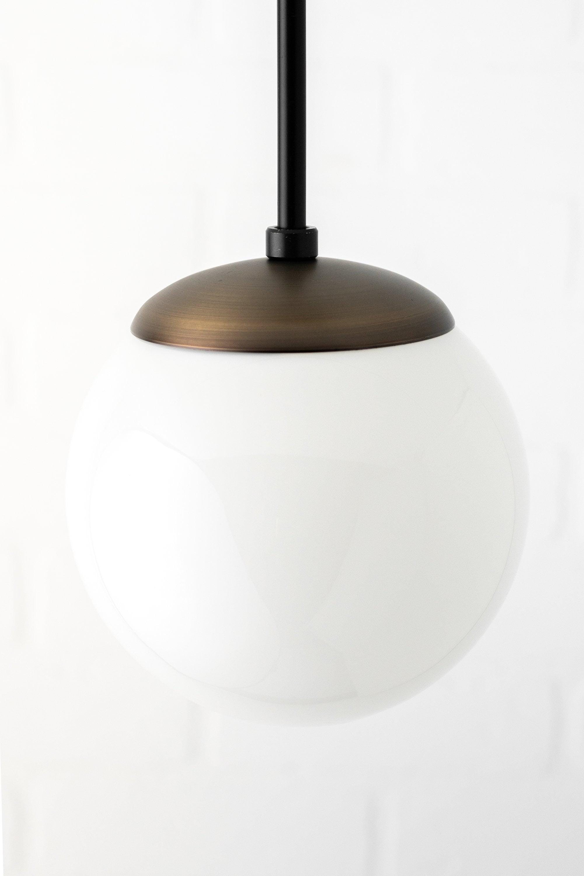 Glorica Glass White Globe Pendant Light - Mid Century Modern Glass Hanging Fixture T310