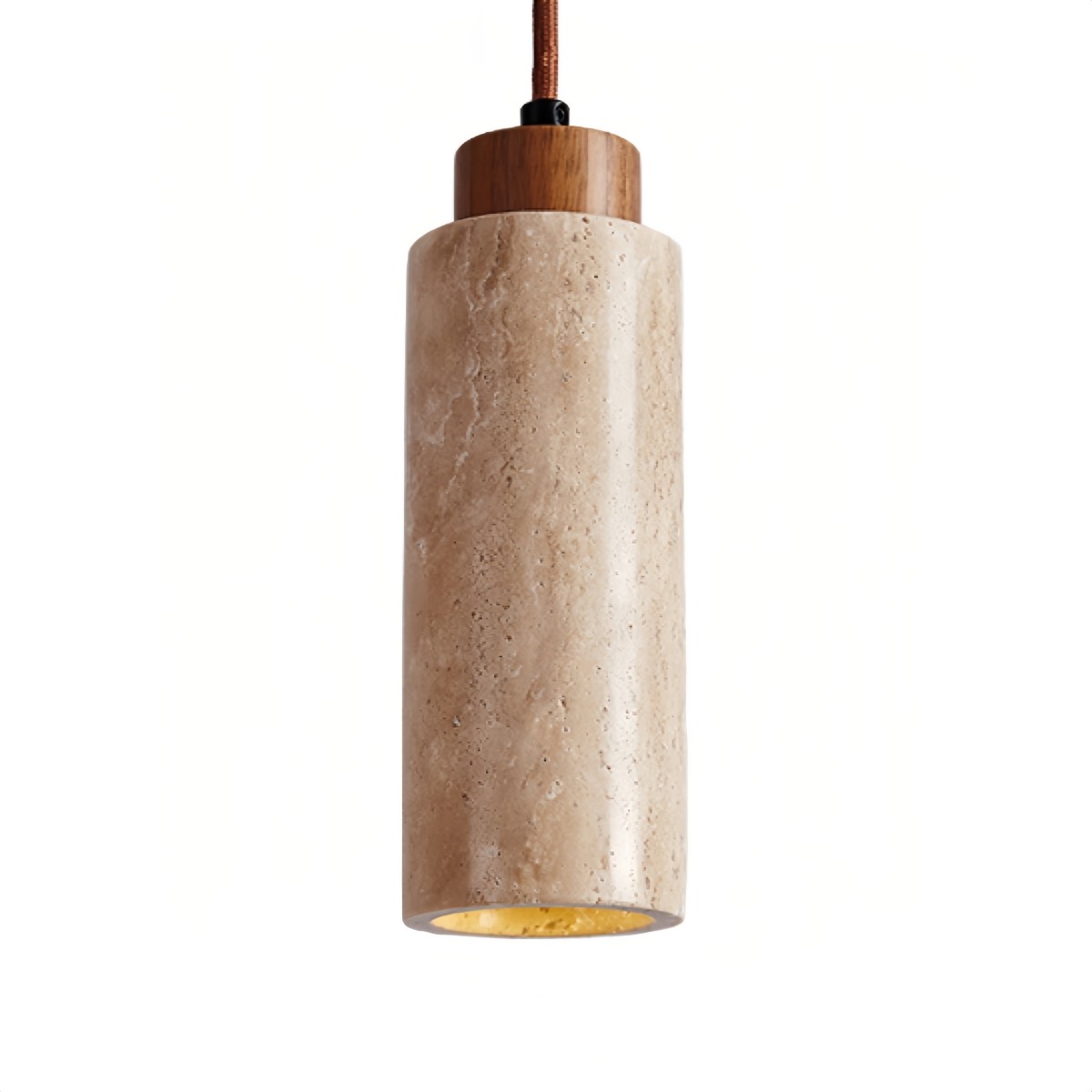 Minimalist Beige Travertine Cylinder Pendant Light S268